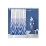 Tropik Home Banyo Perdesi Mavi Dalga Desen Yerli Üretim Duş Perdesi C-Halka Hediye 180x200cm Banyo Perdesi