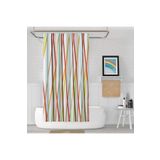 Tropik Home Banyo Perdesi Şerit Desen Yerli Üretim Duş Perdesi Plastik C-Halka Hediye 180x200cm Banyo Perdeleri