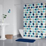 Tropik Home Banyo Perdesi - Tek Kanat Duş Perdesi, Polyester Kumaş Duşakabin Perdesi 180X200 cm Küvet Perdesi - 180 x 200 cm - Beyaz - Turkuaz