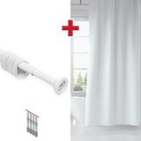 Tropik Home Beyaz Banyo Perdesi Askı Hediyeli 180X200CM Tek Kanat Duş Perdesi, Renkli Banyo Duş Perdesi - 180 x 200 cm