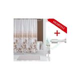 Tropik Home Çiçekli Banyo Perdesi Askı Hediyeli 180x200cm Tek Kanat Duş Perdesi, Renkli Banyo Duş Perdesi
