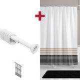 Tropik Home Çizgili Desen Banyo Perdesi Askı Hediyeli 180X200CM Tek Kanat Duş Perdesi, Renkli Banyo Duş Perdesi - 180 x 200 cm