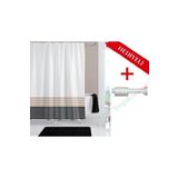 Tropik Home Çizgili Desen Banyo Perdesi Askı Hediyeli 180x200cm Tek Kanat Duş Perdesi, Renkli Banyo Duş Perdesi