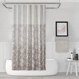Tropik Home Duş Perdesi Çift Kanat 2X120X200CM Çiçekli Desenli Banyo Perdesi 16 Adet C Halka Hediyeli - 120 x 200 cm - Kahverengi