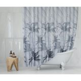 Tropik Home Duş Perdesi-Palmiye Desen Banyo Perdesi, 180X200CM Tek Kanat Duş Perdesi 12 Adet C Halkalı - 180 x 200 cm - Renkli
