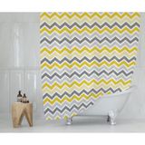Tropik Home Duş Perdesi Zigzag Desen Banyo Perdesi Su Geçirmez Polyester Kumaş Duş Perde 180X200CM C Halkalı - 180 x 200 cm - Renkli