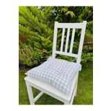 Tropik Home Ekose Gri Sandalye Minderi Lüx Elyaf Dolgulu Kare Minder - Sandalye Minderi - Sırt Minderi - 40x40cm