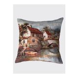 Tropik Home Goblen Doğa Manzaralı Köprülü Dokuma Çift Taraflı Kırlnet 45x45 cm