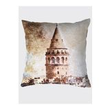 Tropik Home Goblen Galata Kulesi Manzaralı Dokuma Çift Taraflı Kırlnet 45x45 cm