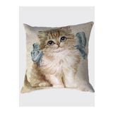 Tropik Home Goblen Kedi Figürlü Dokuma Çift Taraflı Kırlnet 45x45 cm