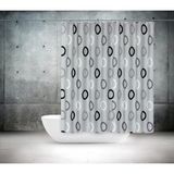 Tropik Home Gri Banyo Perdesi Tek Kanat Polyester Kumaş Duş Perdesi Geometrik Desen Banyo Perde - 180 x 200 cm - Renkli