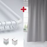 Tropik Home Gri Renk Banyo Perdesi Askı Hediyeli 180X200CM Tek Kanat Duş Perdesi, L Boru Hediyeli - 180 x 200 cm