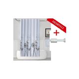 Tropik Home Karahindiba Banyo Perdesi Askı Hediyeli 180x200cm Tek Kanat Duş Perdesi, Renkli Banyo Duş Perdesi