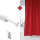 Tropik Home Kırmızı Banyo Perdesi Askı Hediyeli 180X200CM Tek Kanat Duş Perdesi, Renkli Banyo Duş Perdesi - 180 x 200 cm