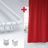 Tropik Home Kırmızı Renk Banyo Perdesi Askı Hediyeli 180X200CM Tek Kanat Duş Perdesi, L Boru Hediyeli - 180 x 200 cm