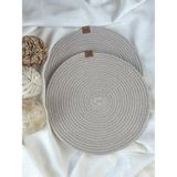 Tropik Home Krem Hasır Supla 2'li Amerikan Servis Şık Çeyiz Takımı Örgü Sunum Tabak Altlığı - 32 x 32 cm