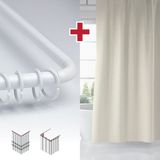 Tropik Home Krem Renk Banyo Perdesi Askı Hediyeli 180X200CM Tek Kanat Duş Perdesi, L Boru Hediyeli - 180 x 200 cm
