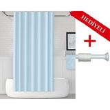 Tropik Home Mavi Banyo Perdesi Askı Hediyeli 180X200CM Tek Kanat Duş Perdesi, Açık Mavi Banyo Duş Perdesi - 180 x 200 cm