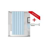 Tropik Home Mavi Banyo Perdesi Askı Hediyeli 180x200cm Tek Kanat Duş Perdesi, Açık Mavi Banyo Duş Perdesi