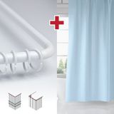 Tropik Home Mavi Renk Banyo Perdesi Askı Hediyeli 180X200CM Tek Kanat Duş Perdesi, L Boru Hediyeli - 180 x 200 cm