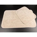 Tropik Home Mera Kaymaz Taban 2'li Pamuklu Banyo Paspası Yıkanabilir 60X100 50X60CM Banyo Halısı Bej