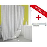 Tropik Home Mermer Desen Banyo Perdesi Askı Aparatı Hediyeli Polyester Kumaş Plastik C Halkalı Duş Perdesi - Beyaz - 180 x 200 cm