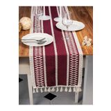 Tropik Home Örme Mürdüm Runner , Püsküllü Organik Pamuk Dantel Örme Runner 35x155 Cm Regina Runner Masa Örtüsü