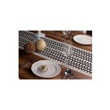 Tropik Home Örme Runner Pamuklu Dantel Püsküllü Runner 35x145 Cm Masa Örtüsü Runner Siyah