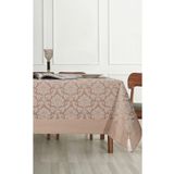 Tropik Home Pamuklu Damask Desen Bej Renk Lüks Masa Örtüsü 160x220 Cm