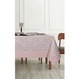 Tropik Home Pamuklu Damask Desen Pudra Pembe Renk Lüks Masa Örtüsü 160x220 Cm