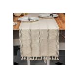 Tropik Home Pamuklu Şal Motif Dantel Örgü Runner Şal Desen Masa Runner, 35x145 Cm Püsküllü Runner
