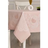 Tropik Home Pano Lace Pamuklu Masa Örtüsü 8 Kişilik 150x220 Cm Masa Örtüsü Pudra