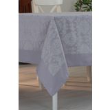 Tropik Home Polycotton Pamuklu Damask Desen Gümüş Gri Renk Luks Masa Örtüsü 160x220cm