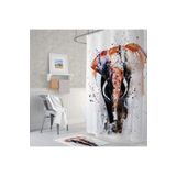 Tropik Home Polyester Kumaş Renkli Fil Desen Banyo Perdesi Yerli Üretim 180x200 Cm Duş Perdesi C-halka Hediye