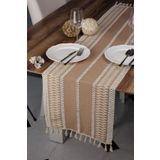 Tropik Home Runner Pamuk Dantel Püsküllü Bej Runner ,sunum Örtüsü Dantel Bej 35x155 Cm Regina Runner Masa Örtüsü