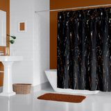 Tropik Home Siyah Mermer Desenli Banyo Perdesi, 180X200CM Duş Perdesi-Tek Kanat Duş Perdesi-C Halkalı - 180 x 200 cm