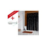 Tropik Home Siyah Mermer Desenli Banyo Perdesi, Askı Hediyeli 180x200cm Duş Perdesi-tek Kanat Duş Perdesi