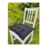 Tropik Home Siyah Sandalye Minderi, Pamuklu Kumaş Pofidik Kare Dekoratif Sandalye Sırt Minderi 40x40 Cm