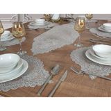 Tropik Home Tropikhome Amerikan Servis Supla ve Runner Seti 6 Kişilik Set Valonia Gri 7 Parça - 32 x 50 cm