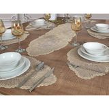 Tropik Home Tropikhome Amerikan Servis Supla ve Runner Seti 6 Kişilik Set Venice Bej 7 Parça - 30 x 50 cm - Açık Kahverengi