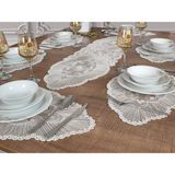 Tropik Home Tropikhome Amerikan Servis Supla ve Runner Seti 6 Kişilik Set Venice Beyaz 7 Parça - 30 x 50 cm