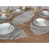 Tropik Home Tropikhome Amerikan Servis Supla ve Runner Seti 6 Kişilik Set Venice Gri 7 Parça - 30 x 50 cm - Açık Gri