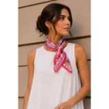 Tropik Leopar Desen Fuşya-Kırmızı Soft Bandana Fular 50x50 cm