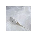Tropik Stilize Yapraklar Desen Duvar Kağıdı İle Duvar Kağıdı - Seven 7812-1, Beyaz, Elyaf Taban (Non-Woven) - 16.5 M2