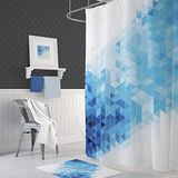Tropik Zethome Blues Squares Banyo Duş Perdesi Tek Kanat 1x180x200