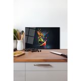 Tropikal Ada Manzarası Cam Kesme Tahtası , Silikon Ayaklı, Kırılmaya Dayanıklı, Sunum Kesim Tablası - 30 x 45 cm