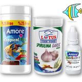 Tropikal Balık Yemi 125ml Mix Selection, Lotus Spirulina Garlic 100ml, Multivitamin