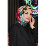 Tropikal Çiçek Desen Fuşya Soft Pamuk Eşarp