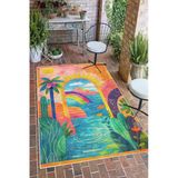 Tropikal Desen Dijital Baskılı Kaymaz Yıkanabilir Salon Oturma Odası Hol Antre Balkon Halısı Yolluk 100 X 250 Cm Çok Renkli