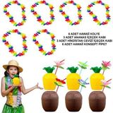 Tropikal Hawaii Parti Malzemeleri – Kolye, Pipet, Bardak Seti (5047)